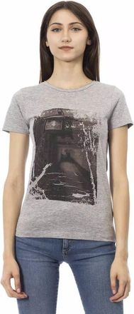 Trussardi Womens Graphic Tee Short Sleeve Tr23021 - Grey Cotton - Size X-Small
