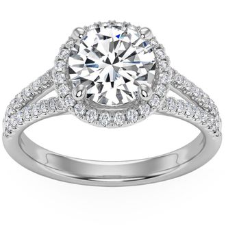 Pompeii3 3Ct Halo Diamond Engagement Ring Split Band White, Yellow or Rose Gold Lab Grown