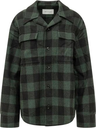 Ami Overshirt van geruite wol - Dames - Overhemden - Groen - M - Wol - Overhemden