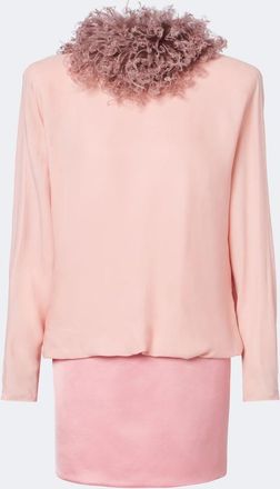 Valentino Garavani Feather-trimmed silk georgette minidress