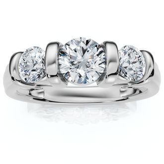 Pompeii3 1ct 3-Stone Bar Set Engagement Ring 10K Lab Grown
