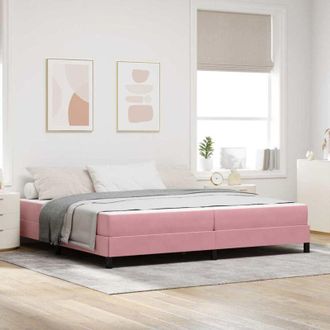 vidaXL Vidaxl - Cama Box Spring Con Colch&oacute;n Rosa 200 X 200 Cm Terciopelo