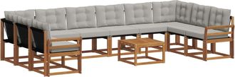 vidaXL Conjunto De Sof&aacute;s De Exterior 11 Uds. Natural Y Gris Claro Vidaxl