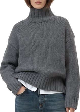 Closed Pure Wool Roll Neck Pullover Sweater In Dark Grey Melange