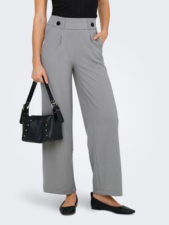 Jacqueline de Yong Jerseyhose JDY JDYGEGGO NEW LONG PANT JRS NOOS, Damen, Gr. L (40), L&auml;nge 32, grau (formal gray detail:schwarz buttons), Jersey, Obermaterial: 95% Poly