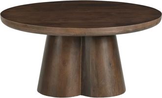 Moloo Mesa de centro redonda 80 cm en madera maciza marr&oacute;n