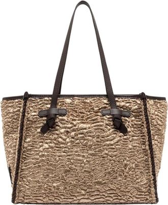 Gianni Chiarini Marcella Tote Bag van imitatiebont met astrakhan-effect - Dames - Tassen - Beige - Maat: ONE Size