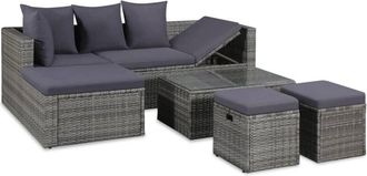 vidaXL Vidaxl - Set de muebles de jardín 4 piezas y cojines ratán pe gris