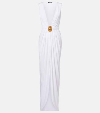 Balmain Embellished jersey maxi dress