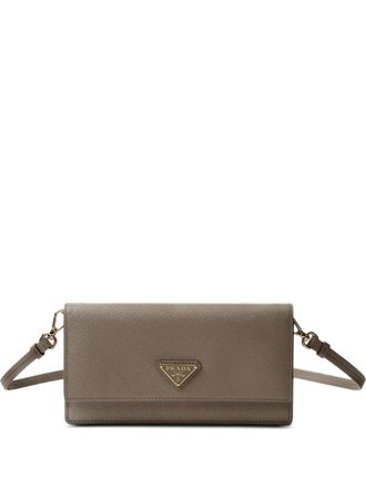 Prada triangle-logo leather mini bag - Grey