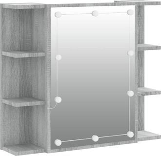 vidaXL Mueble con espejo y led color gris Sonoma 70x16,5x60 cm Vidaxl
