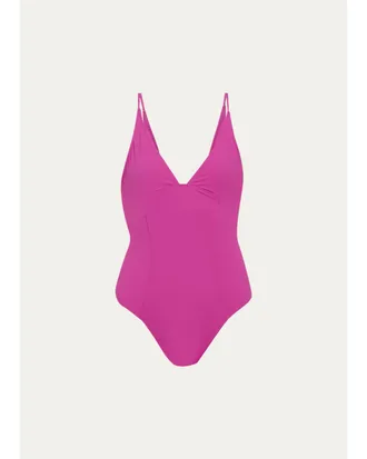 Ulla Johnson Alba Deep V One-Piece Swimsuit