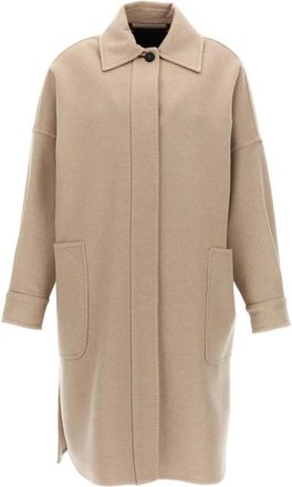 Max Mara Jassen, Dames, Beige, 3Xs, Kasjmier, Baruffa Oversized Kasjmier Chemise Jas