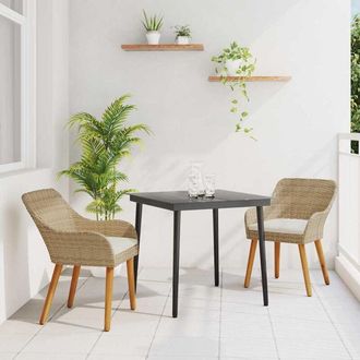 vidaXL Conjunto De Comedor De Jard&iacute;n 3 Pcs Beige Rat&aacute;n Sint&eacute;tico Vidaxl