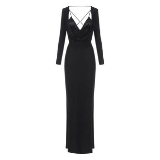 Elisabetta Franchi Elegante Nero Jurk Aw 25 - Dames - Avondkleed - Zwart - XS - Kleedjes