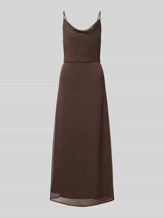 Vila Abendkleid mit Spaghettitr&auml;gern Modell FALIA in Dunkelbraun, Gr&ouml;&szlig;e 34