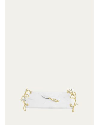 Michael Aram Lovebirds Silver & Gold Chesseboard with Knife