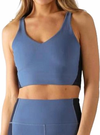 Glyder Fusion Sculpt Rib Bra In Washed Blue/navy