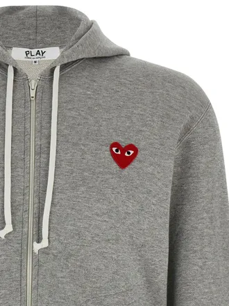 Comme Des Gar&ccedil;ons Red Heart Logo Hoodie - grey