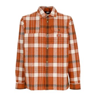 Dickies Bruine Flanellen Overhemd met Lange Mouwen - Heren - Casual Overhemden - Bruin - S - Katoen - Overhemden