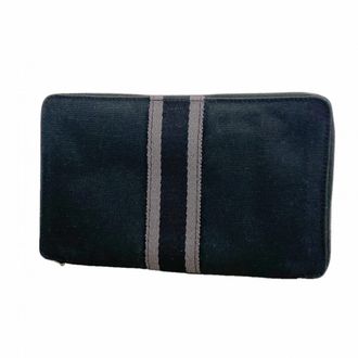 Herm&egrave;s Black Canvas Long Wallet (Bi-Fold) (Pre-Owned)
