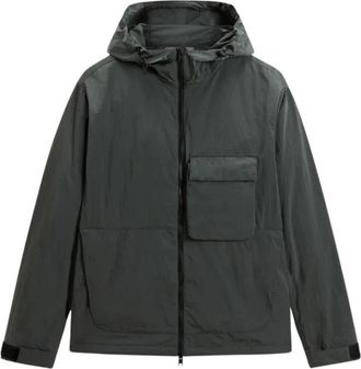 Woolrich Shiny Nylon Hooded Jacket - Heren - Zomerjassen - Groen - M - Nylon - Jassen