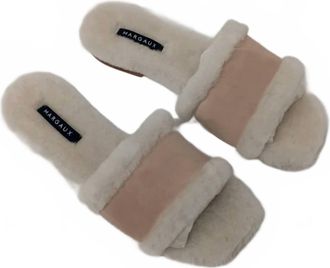 Margaux Eyewear Womens Shearling Slides In Natural