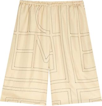 Toteme Logo-monogrammed Silk Shorts - Off White - 32 (UK4 / Xxs)