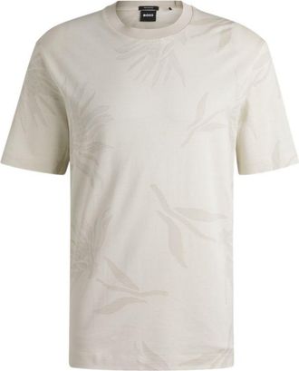 BOSS Mercerized-cotton T-shirt with floral jacquard