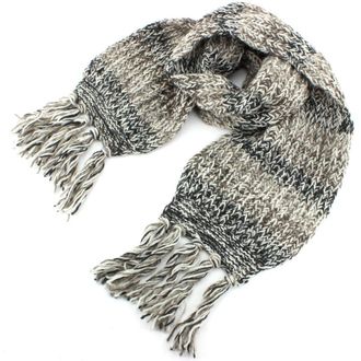 Loud Elephant Long Chunky Knit Wool Multi Mix Scarf - Brown & Black Mix
