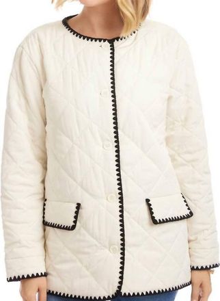 Karen Kane Edge Stitch Quilted Jacket In Cream/black
