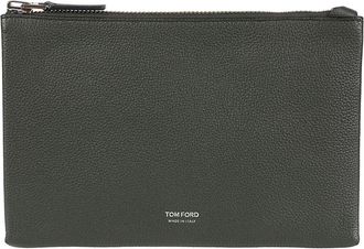 Tom Ford Minimal Slim Pouch met polsband - Heren - Schoudertassen - Groen - ONE Size - Leer - Tassen