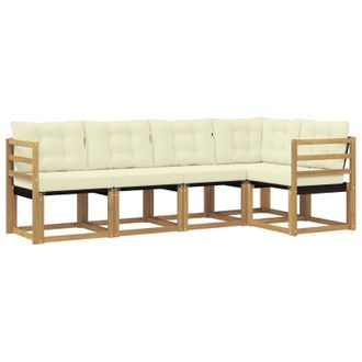 vidaXL Conjunto De Sof&aacute;s De Exterior Con Coj&iacute;n 5 Pcs Blanco Y Crema Vidaxl