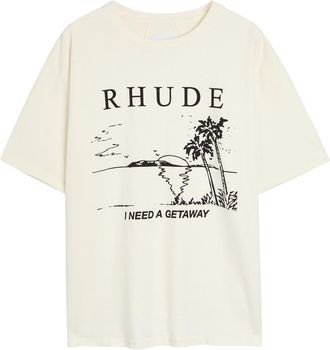 Rhude Rhude I Need A Getaway Printed Cotton T-shirt - White - XL