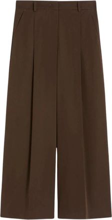 Max Mara Bellico Wide Broeken - Dames - Wijde Broeken - Bruin - 3XS - Katoen - Broeken