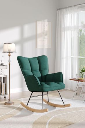 H&O Direct Classic Tufted Rocking Chair in Dark Green