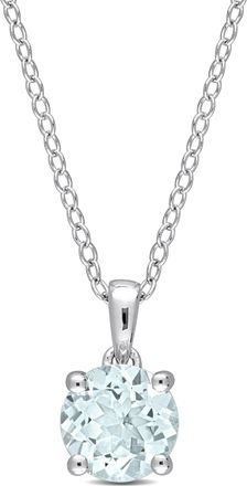 Mimi & Max 1 1/7ct TGW Aquamarine Solitaire Pendant with Chain in Sterling Silver