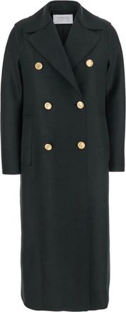Harris Wharf London Jassen, Dames, Groen, S, Wol, Dubbelbreasted Jas met Gouden Knopen
