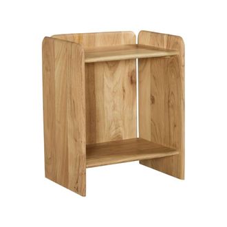 Sweeek Mesita de noche ex&oacute;tica de madera de acacia 2 niveles, natural