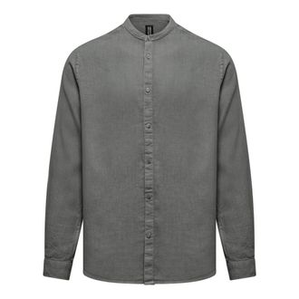 Bomboogie Camisa de Lino con Cuello Mao - Shirts - Hombre - Gris - 2XL