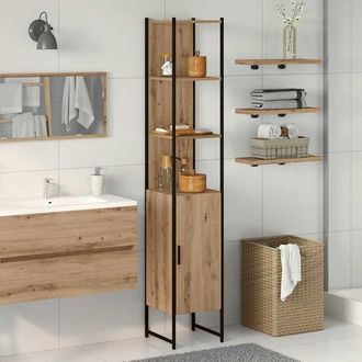 vidaXL Mobile da Bagno con porta rovere artigianale 33 x 33 x 185.5 cm - Vidaxl