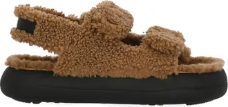 Moon Boot Brown Shearling Velcro Sandals