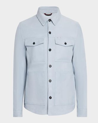 Isaia Men & apos;s 4-Pocket Suede Overshirt