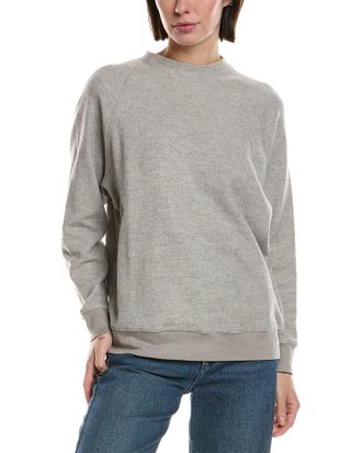 James Perse Brushed Thermal Mock Neck Cashmere-Blend Top
