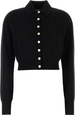 Sportmax Cropped Gold Button Polo Collar Cardigan