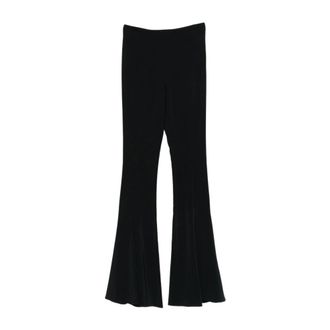 Amen Zwarte hoge taille uitlopende broek - Dames - Wijde Broeken - Zwart - M - Broeken