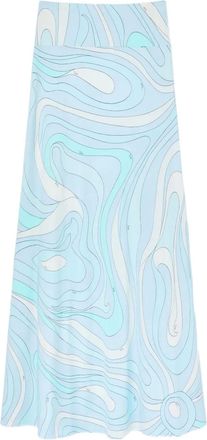 Pucci marmo-print maxi skirt - women - Viscose/Elastane - 48 - Blue