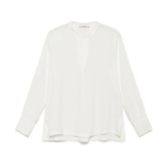 Maliparmi Blouses, female, White, Size: XL Fluid Crepe Shirt
