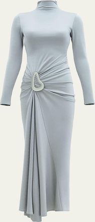 Silvia Tcherassi Venus Mock-Neck Draped Backless Ankle Dress