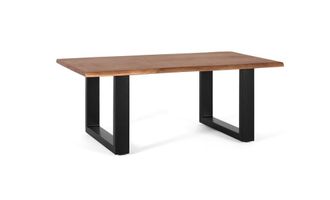 Giner&Colomer Mesa de centro con tapa de madera maciza de acacia y patas de metal